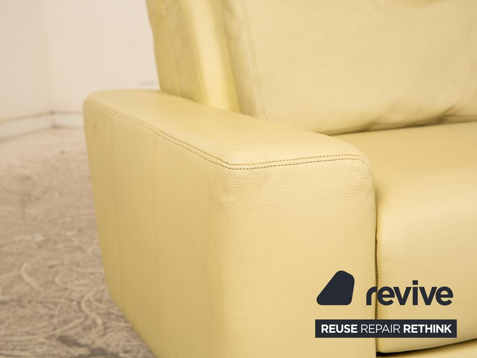 Laauser Leder Dreisitzer Grün Grüngelb Sofa Couch manuelle – Bild 8