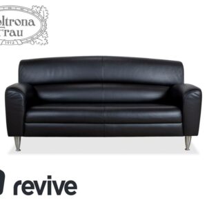 Poltrona Frau Madison Zweisitzer Leder Sofa Anthrazit Schwarz