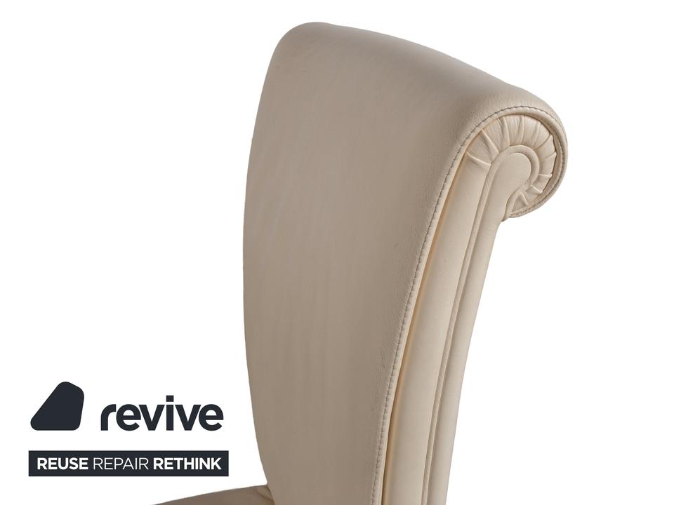 6er Garnitur Poltrona Frau Vittoria Leder Stuhl Creme – Bild 4