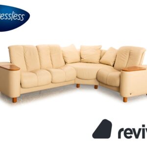 Stressless Legend Leder Ecksofa Creme Beige manuelle Funktion