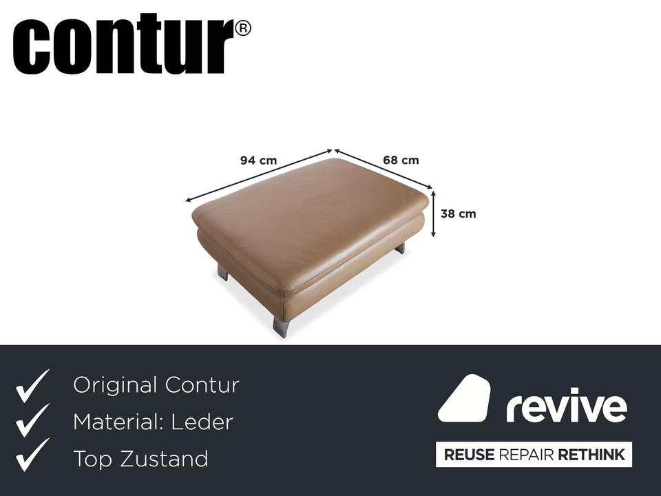 Contur Rodrigo Leder Hocker Hellbraun Creme Mokka – Bild 2