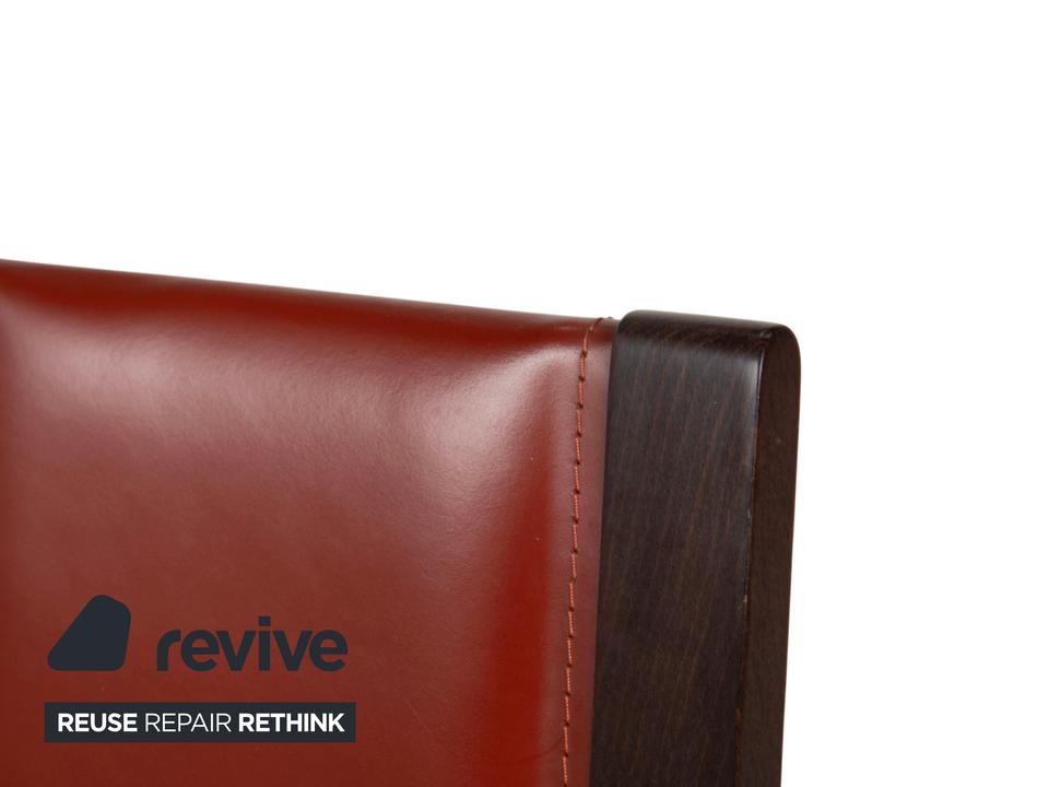 6er Set Roche Bobois Stuhl Garnitur Leder Rot Braun Holz – Bild 3