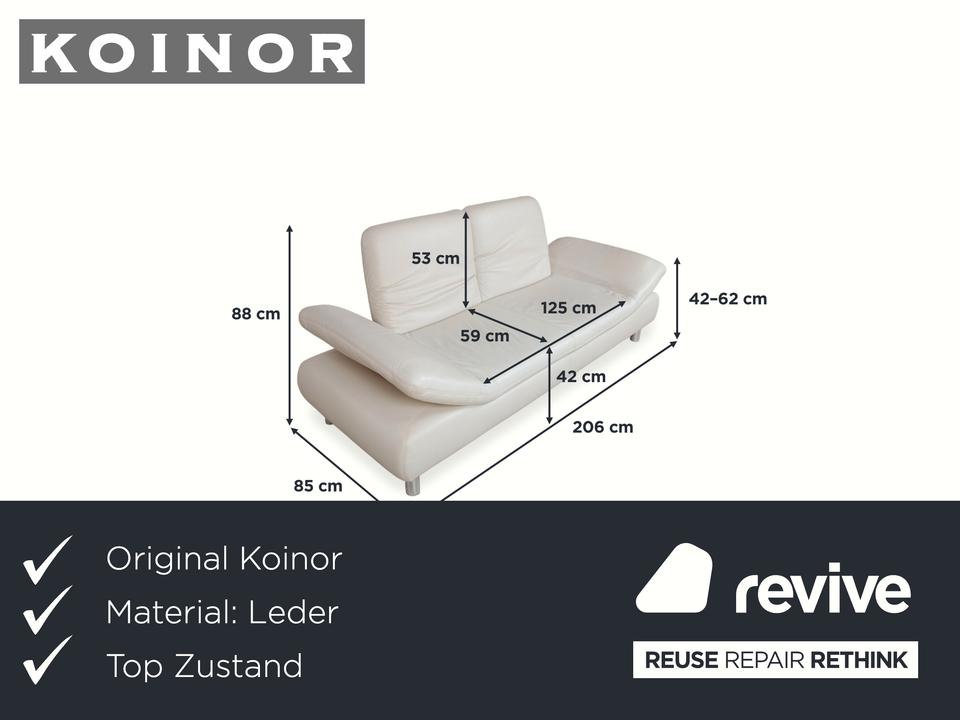 Koinor Rivoli Leder Zweisitzer Creme Weiß Grau Greige manuelle – Bild 2