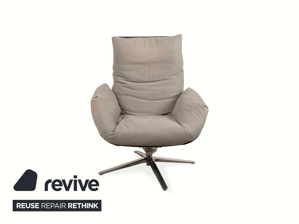 COR Cordia Lounge Sessel inkl. Hocker Leder Braun Stoff Beige – Bild 15