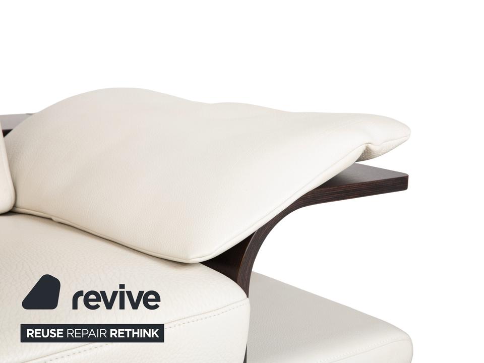 Himolla Leder 2x Dreisitzer Creme Weiß Holz Sofa Couch – Bild 3