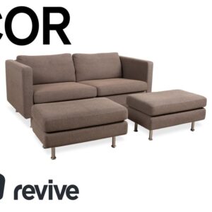 COR Conseta Stoff Zweisitzer Hocker Grau Braun Sofa Couch