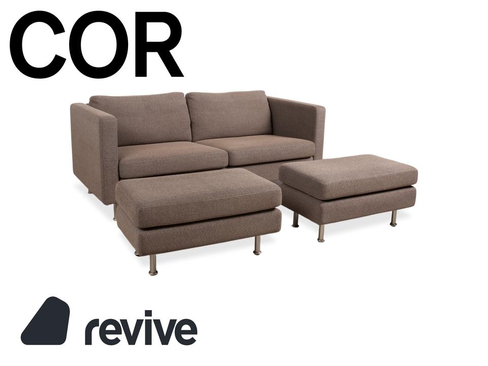 COR Conseta Stoff Zweisitzer Hocker Grau Braun Sofa Couch