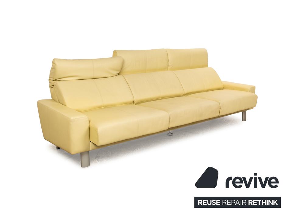 Laauser Leder Dreisitzer Grün Grüngelb Sofa Couch manuelle – Bild 12