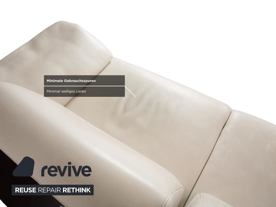 Himolla Leder Dreisitzer Creme Weiß Holz Sofa Couch – Bild 9