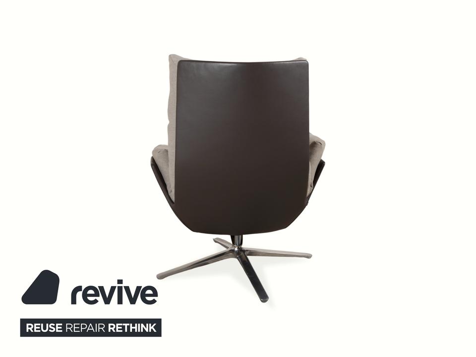 COR Cordia Lounge Sessel inkl. Hocker Leder Braun Stoff Beige – Bild 13