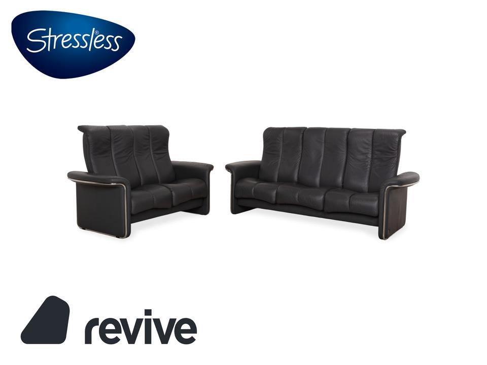 Stressless Soul Leder Dreisitzer Zweisitzer Dunkelgrau Anthrazit