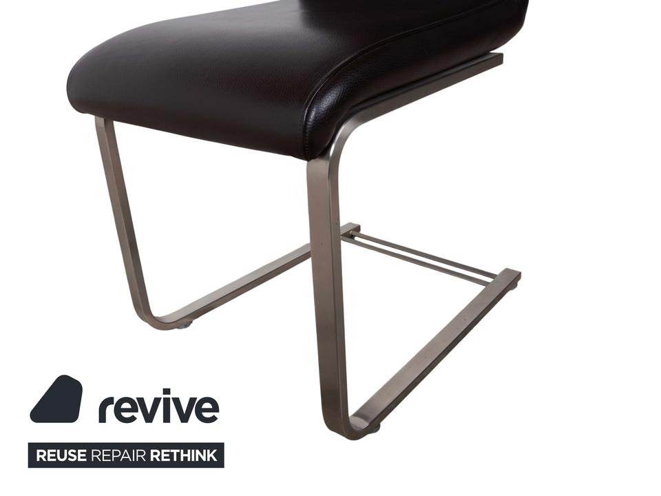 4er Garnitur Venjakob Leder Stuhl Braun – Bild 6