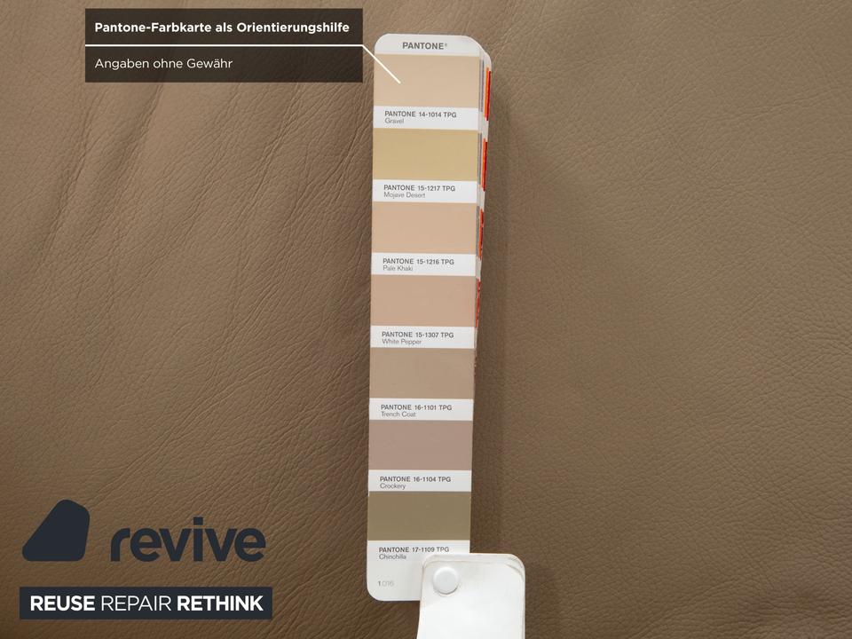 Musterring Leder Holz Ecksofa Beige Taupe Sofa Couch – Bild 6