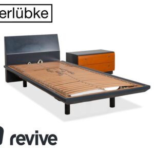 Interlübke Holz Bett + Nachttisch Dunkelblau Navyblau