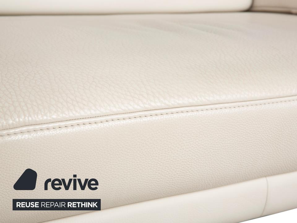 Himolla Leder Dreisitzer Creme Weiß Holz Sofa Couch – Bild 5