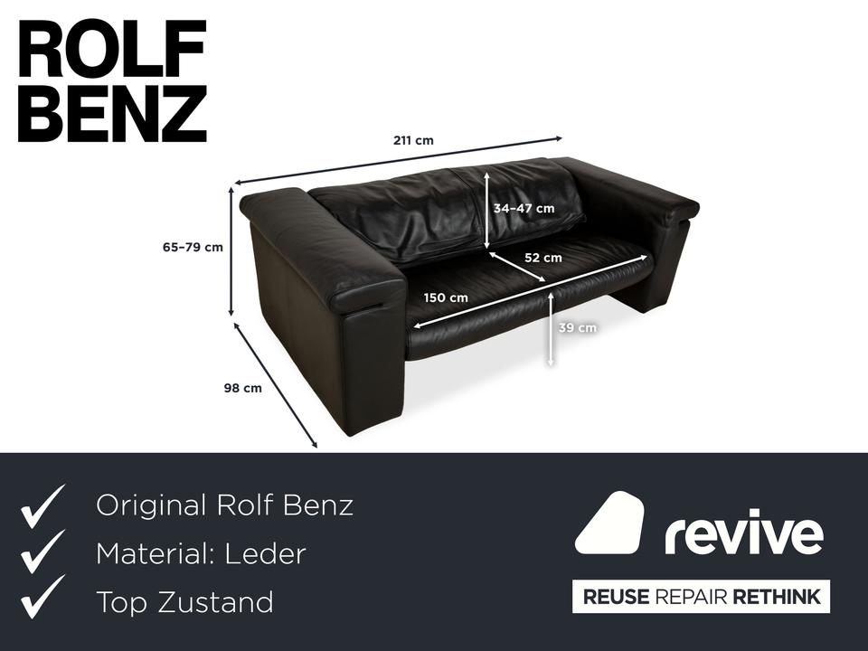 Rolf Benz 6800 Leder Dreisitzer Schwarz manuelle Funktion Sofa ✨ – Bild 2