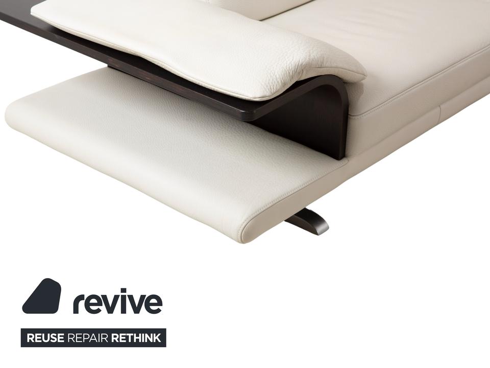 Himolla Leder 2x Dreisitzer Creme Weiß Holz Sofa Couch – Bild 4