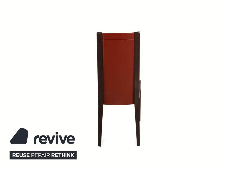 6er Set Roche Bobois Stuhl Garnitur Leder Rot Braun Holz – Bild 15