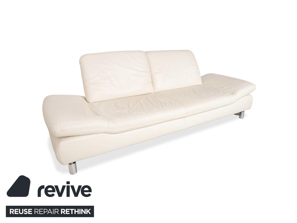 Koinor Rivoli Leder Dreisitzer Creme Weiß manuelle Funktion Sofa – Bild 3