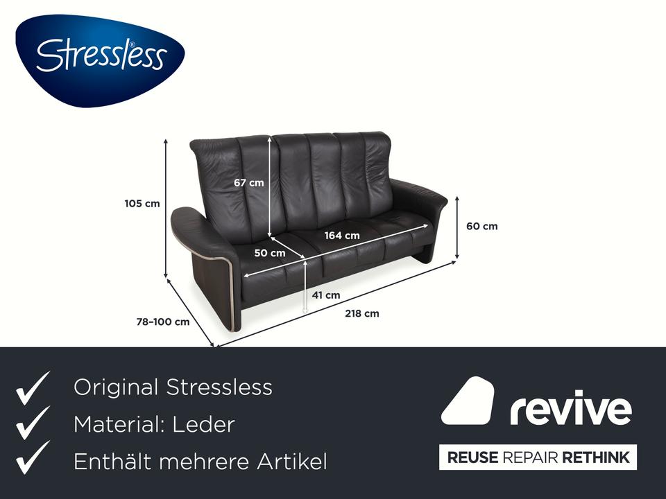 Stressless Soul Leder Dreisitzer Zweisitzer Dunkelgrau Anthrazit – Bild 2