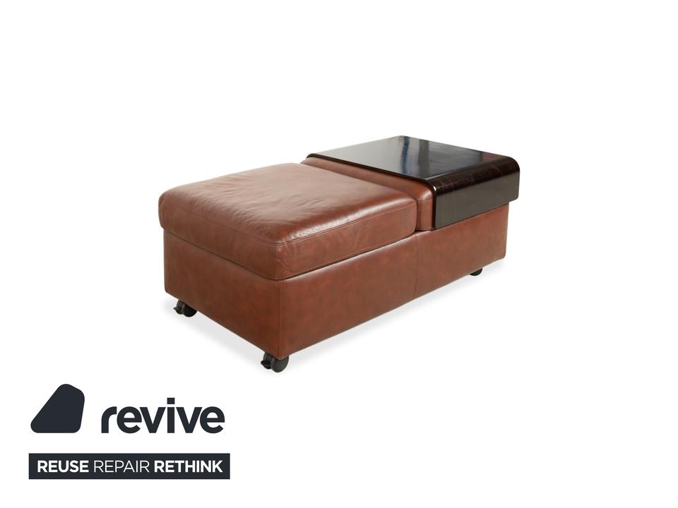 Stressless Arion Leder Holz Hocker Braun Rollen – Bild 5