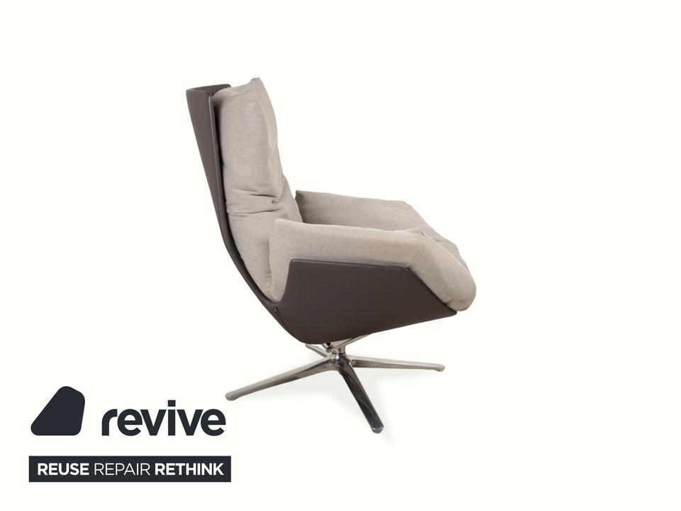 COR Cordia Lounge Sessel inkl. Hocker Leder Braun Stoff Beige – Bild 12