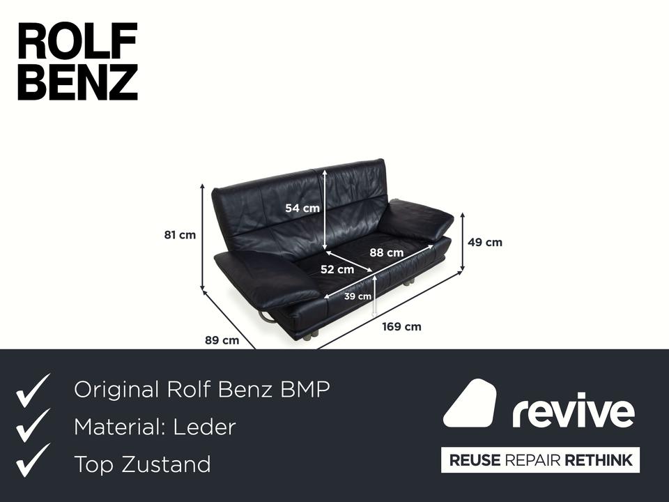 Rolf Benz BMP 418 Leder Zweisitzer Blau Dunkelblau Sofa Couch – Bild 2