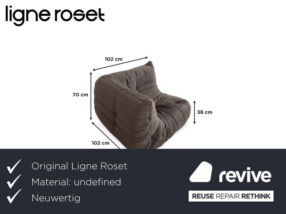 Ligne Roset Togo Stoff Sessel Grau Braun Eckteil Neubezug ✨ – Bild 2