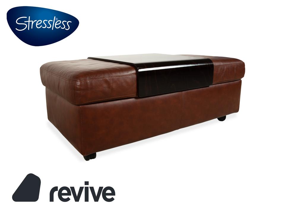 Stressless Arion Leder Holz Hocker Braun Rollen