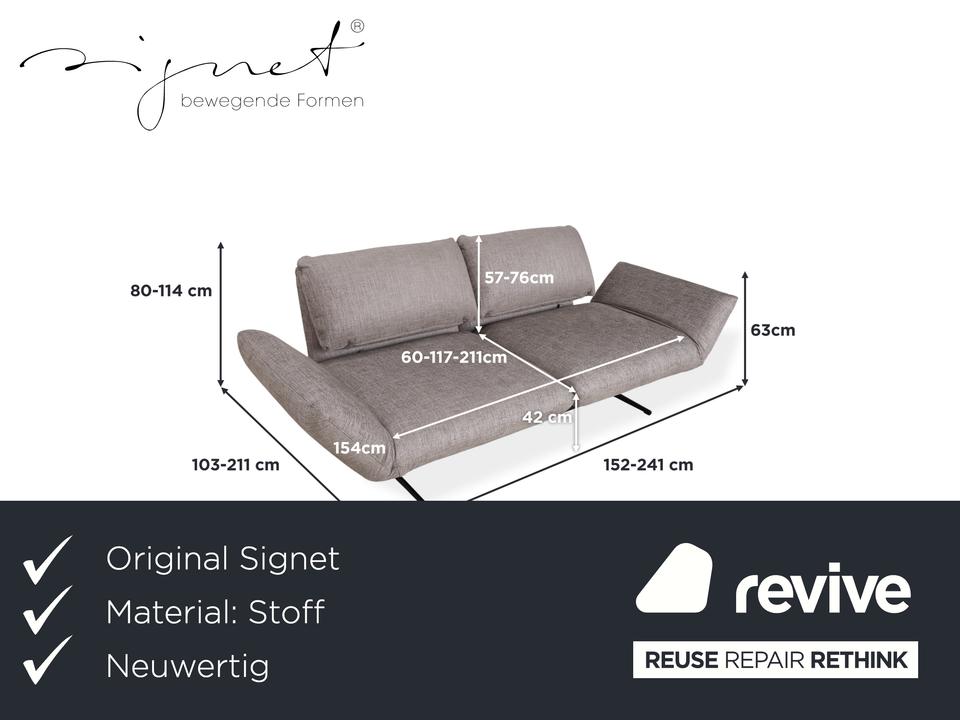 Signet Messina Stoff Zweisitzer Grau manuelle Funktion Sofa – Bild 2