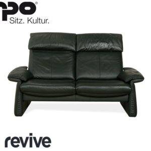 Erpo Lugano Leder Zweisitzer Grün manuelle Funktion Sofa Couch