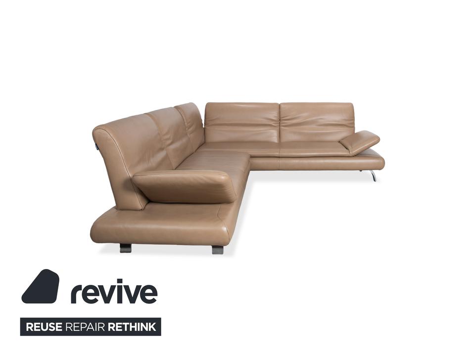 Contur Rodrigo Leder Ecksofa Hellbraun Creme Mokka manuelle – Bild 11