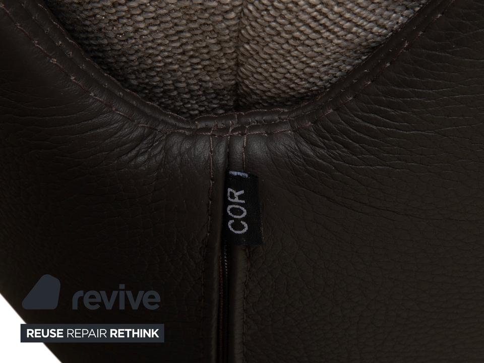 COR Cordia Lounge Sessel inkl. Hocker Leder Braun Stoff Beige – Bild 11