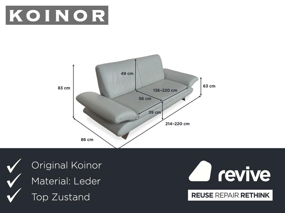 Koinor Rossini Leder Zweisitzer Blau Eisblau manuelle Funktion – Bild 2