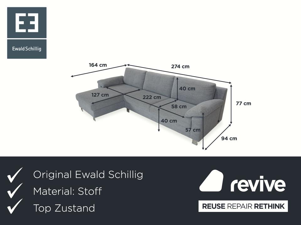 Ewald Schillig Stoff Ecksofa Grau Sofa Couch – Bild 2