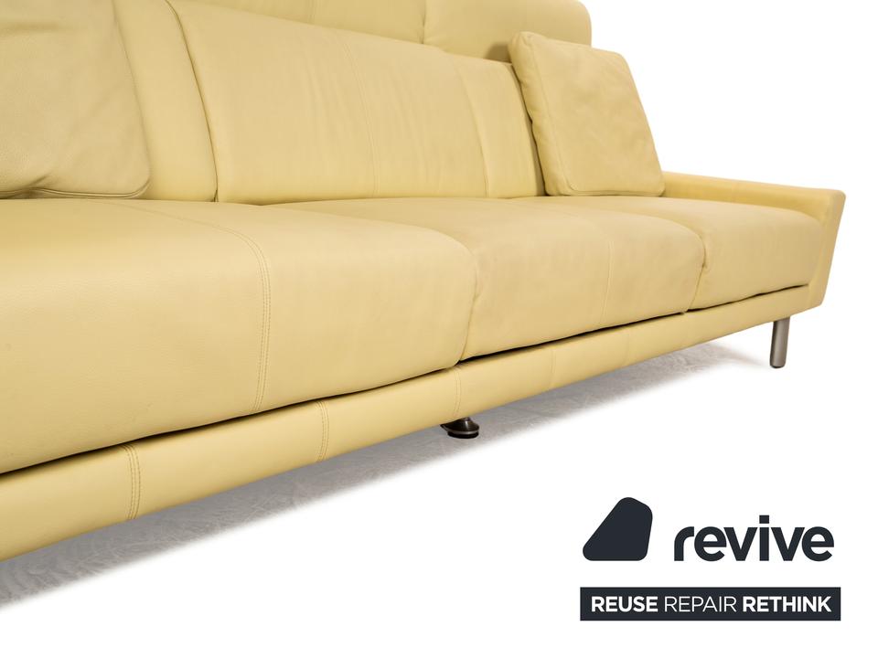 Laauser Leder Dreisitzer Grün Grüngelb Sofa Couch manuelle – Bild 3