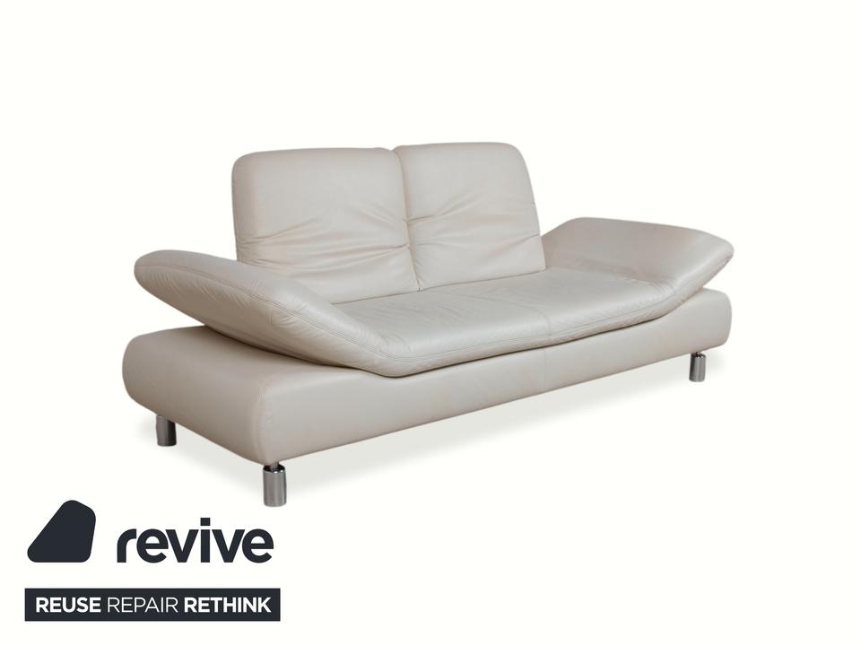 Koinor Rivoli Leder Zweisitzer Creme Weiß Grau Greige manuelle – Bild 3