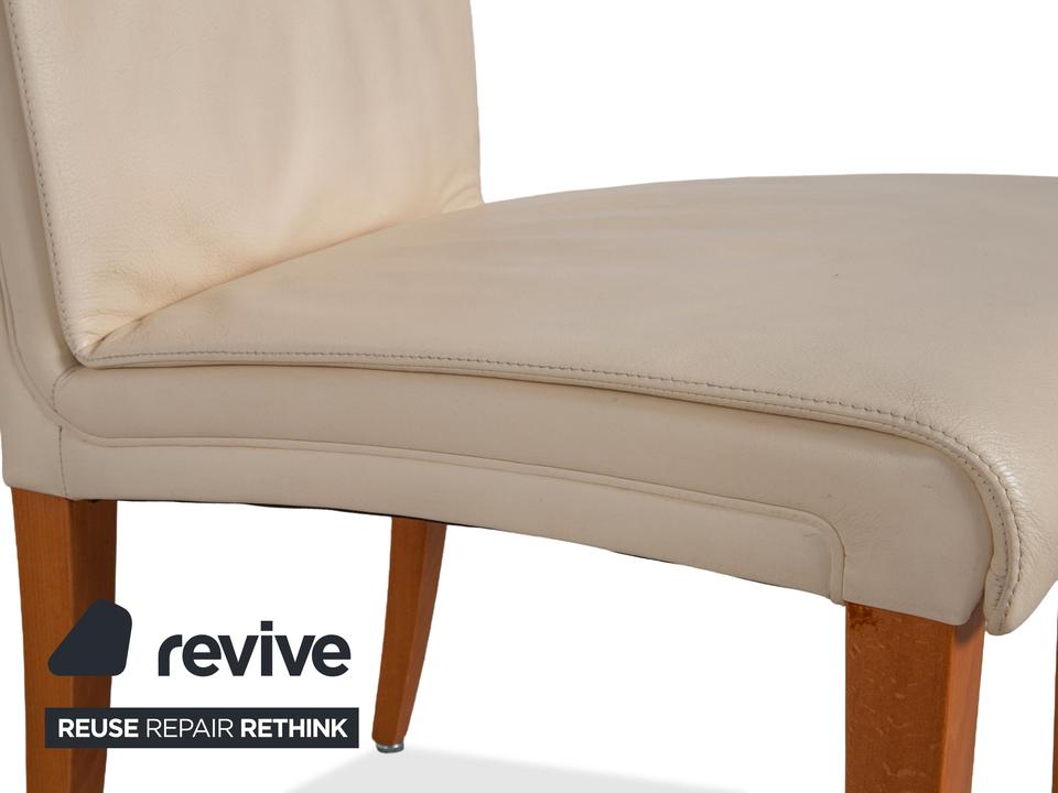 6er Garnitur Poltrona Frau Vittoria Leder Stuhl Creme – Bild 3