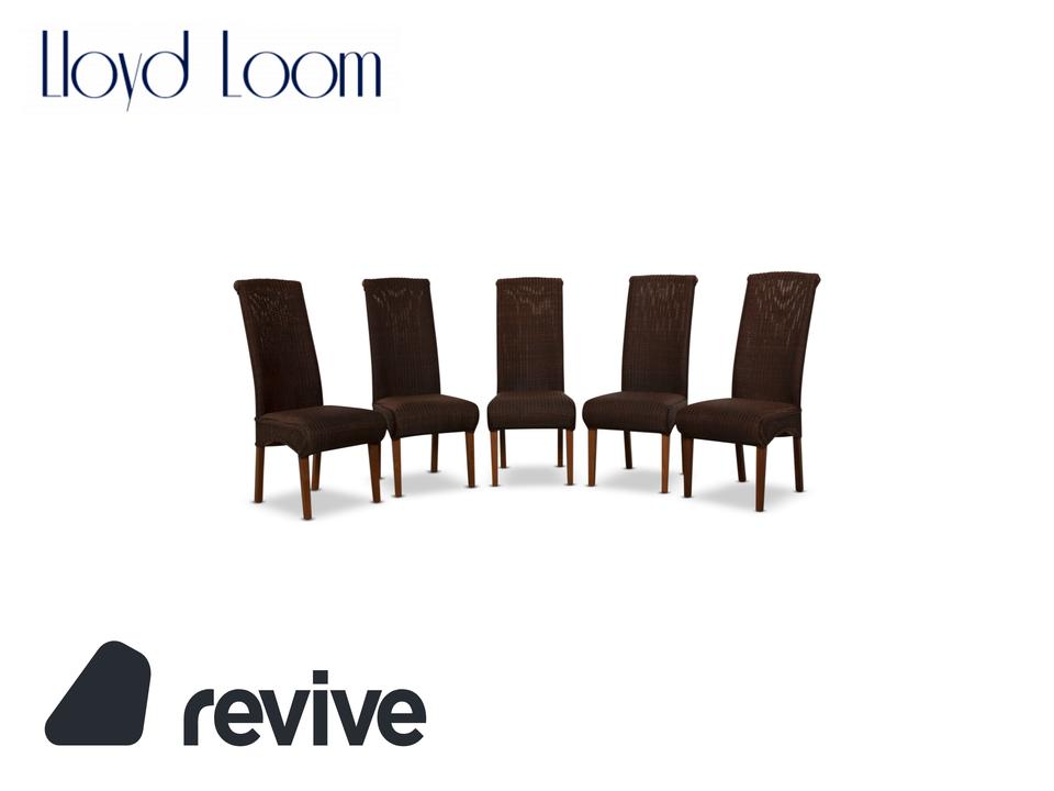 5er Garnitur Lloyd Loom Holz Stuhl Braun Esszimmer