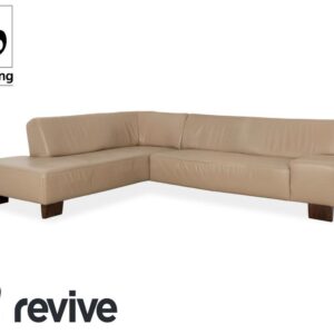 Musterring Leder Holz Ecksofa Beige Taupe Sofa Couch