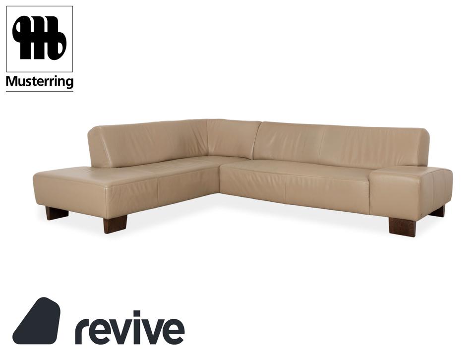 Musterring Leder Holz Ecksofa Beige Taupe Sofa Couch
