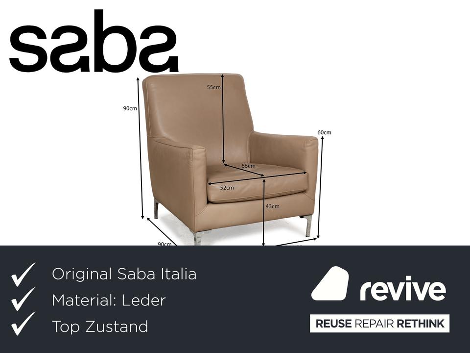 Saba Italia Leder Sessel Braun Hellbraun Beige – Bild 2