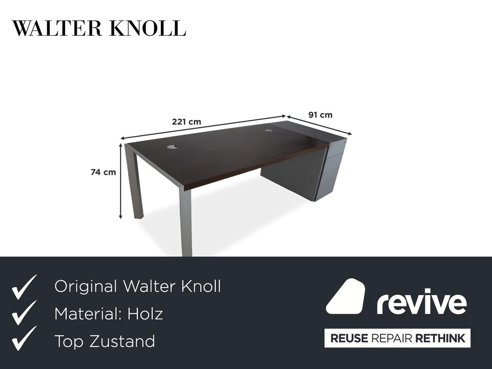 Walter Knoll Icon Holz Braun Grau Schreibtisch Schublade – Bild 2