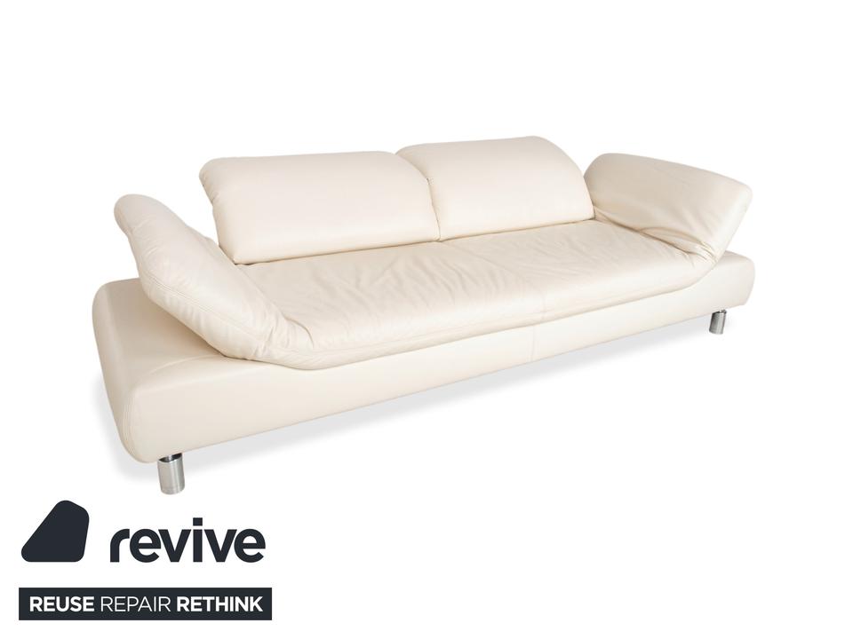 Koinor Rivoli Leder Dreisitzer Creme Weiß manuelle Funktion Sofa – Bild 4