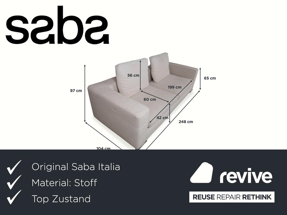 Sabe Italia Stoff Dreisitzer Creme Sofa Couch – Bild 2