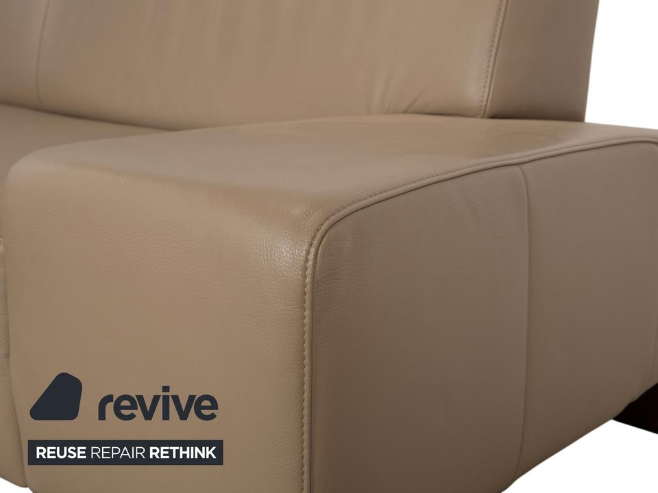 Musterring Leder Holz Ecksofa Beige Taupe Sofa Couch – Bild 3