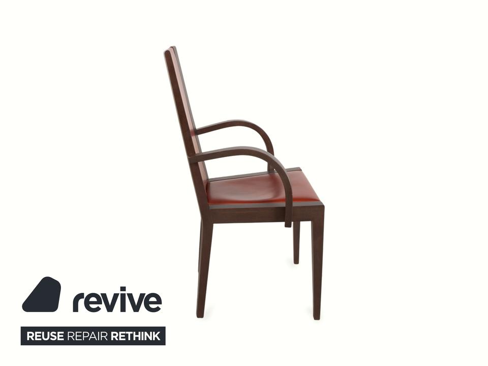 6er Set Roche Bobois Stuhl Garnitur Leder Rot Braun Holz – Bild 10