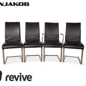 4er Garnitur Venjakob Leder Stuhl Braun