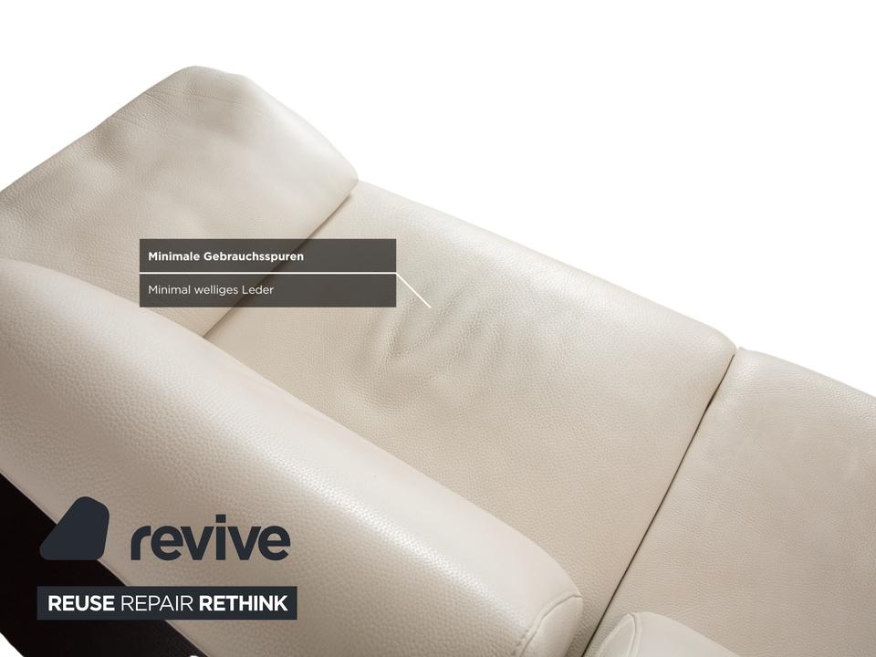 Himolla Leder 2x Dreisitzer Creme Weiß Holz Sofa Couch – Bild 9