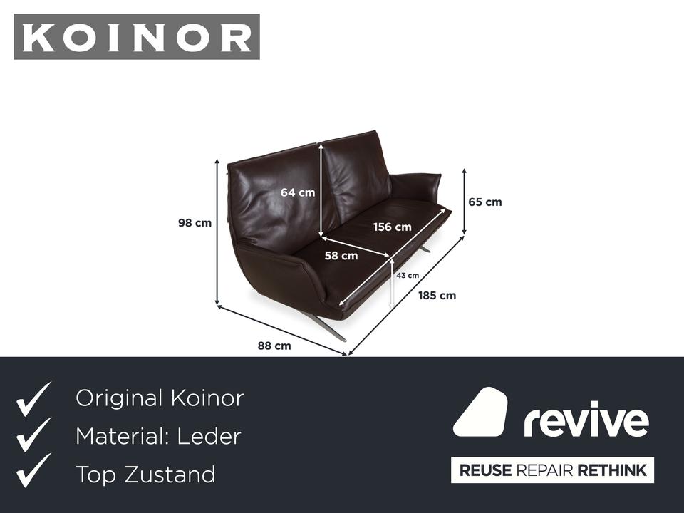 Koinor Fenja Zweisitzer Leder Sofa Braun Couch manuelle Funktion – Bild 2